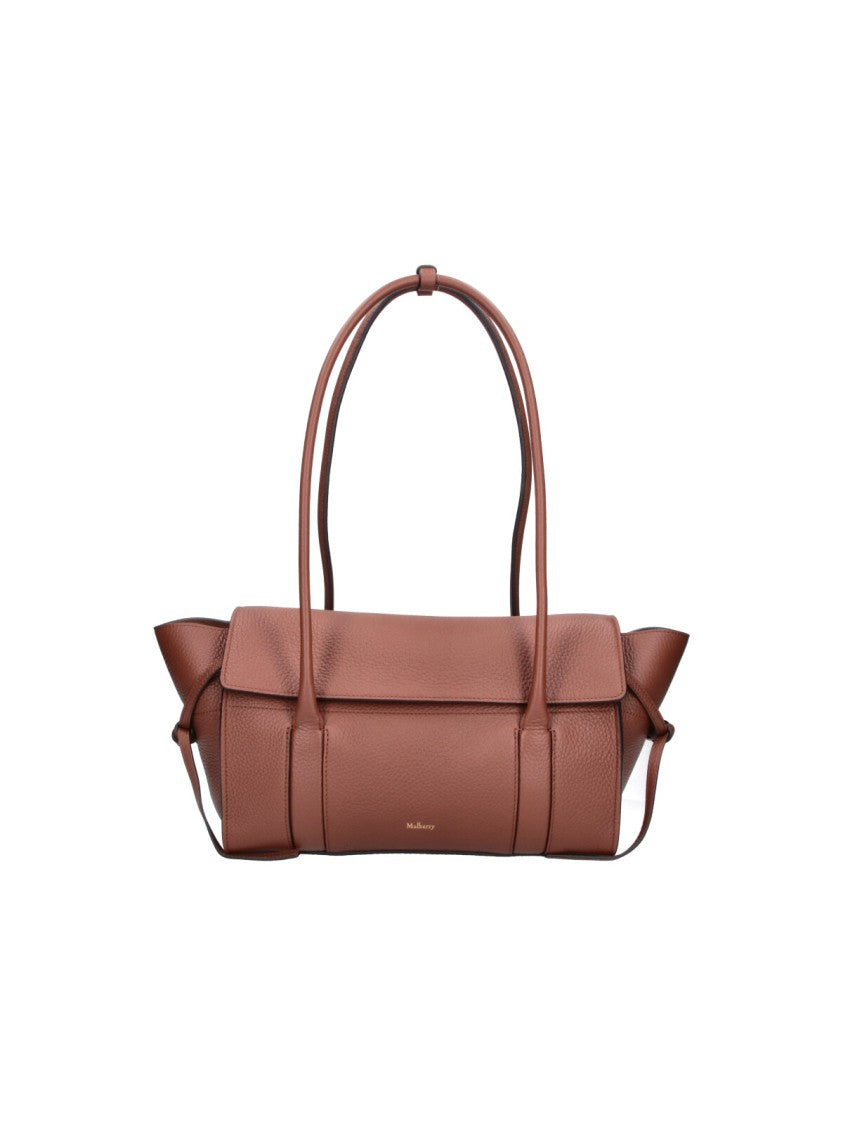 Mulberry Structured Brown Pebbled Leather Handbag