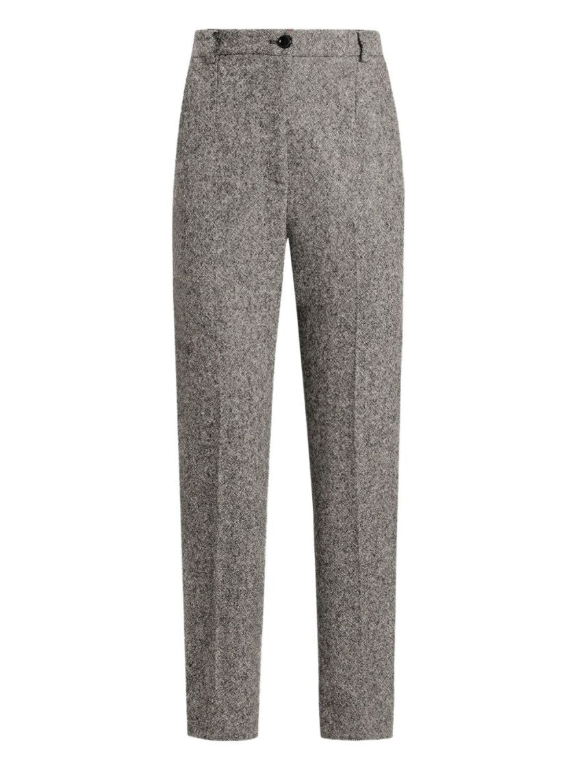 Dolce & Gabbana Textured Gray Virgin Wool Slim Fit Trousers