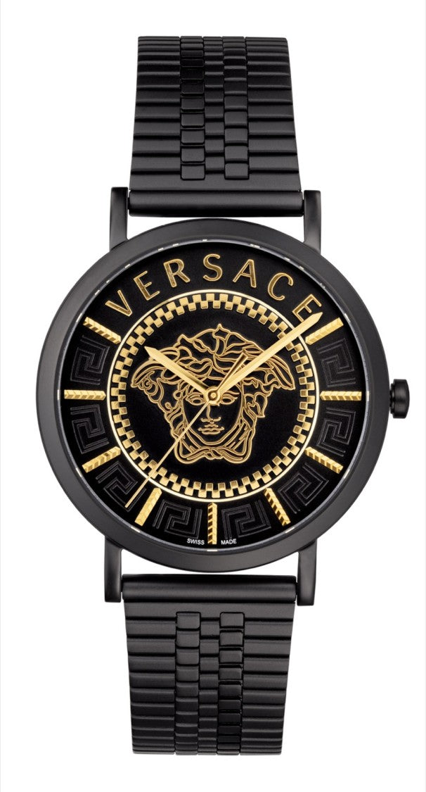 Versace 40 Mm Black Ip Stainless Steel Versace Wristwatch