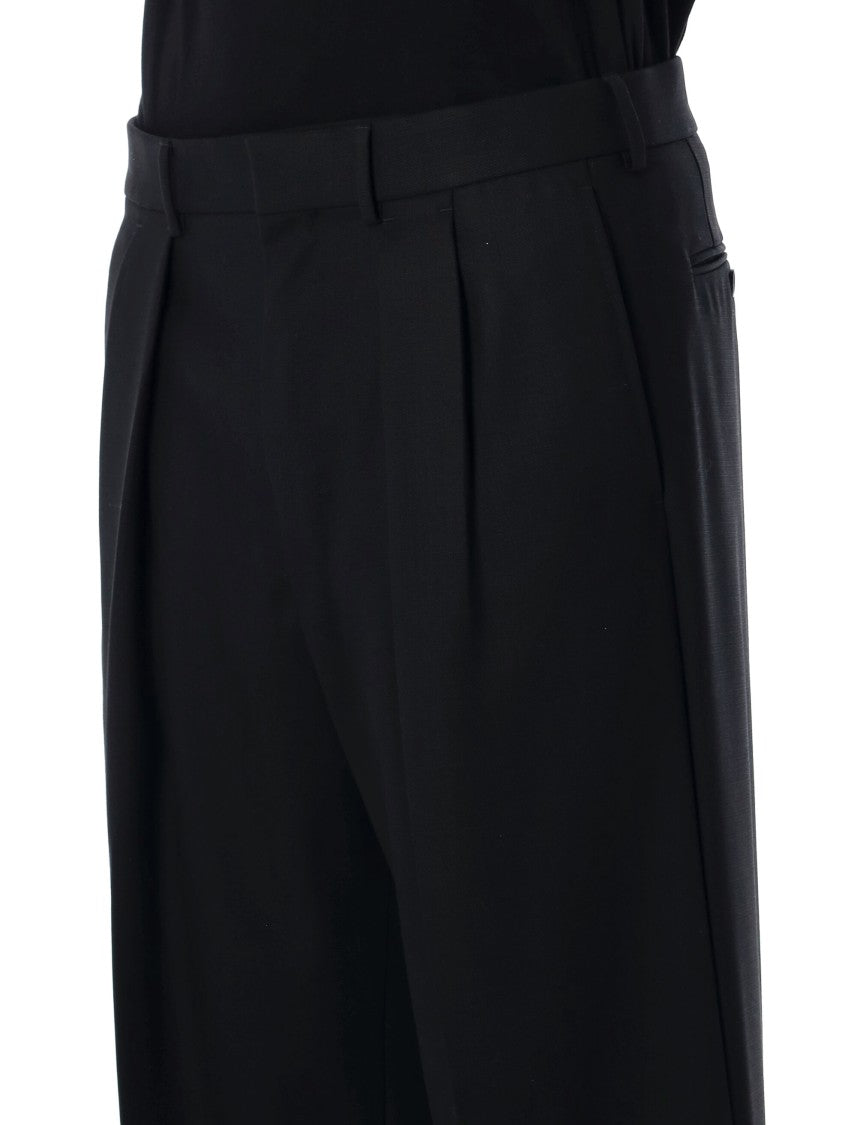 Tom Ford Wide Wool Double-Pleat Trousers