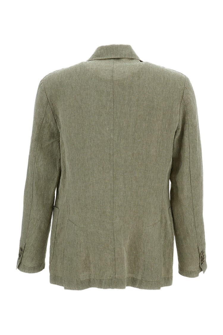 Barena Double-Breasted Linen Siroco Jacket With Notch Lapels