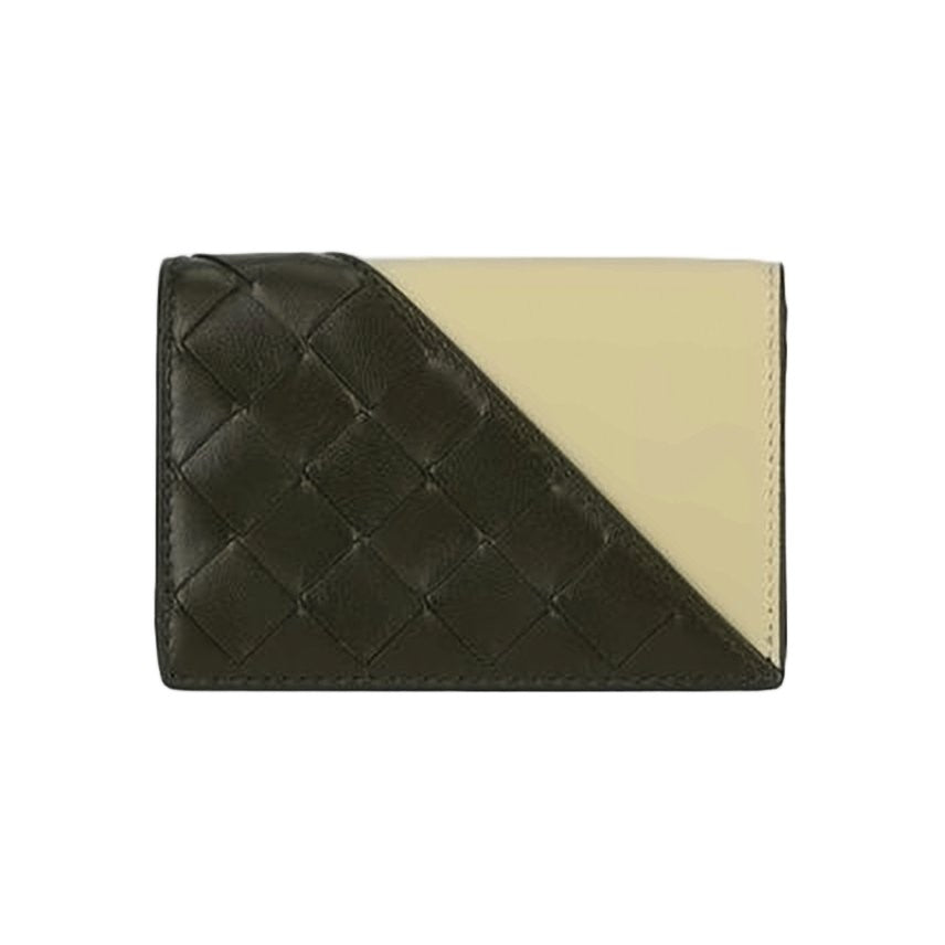 Bottega Veneta Two-Tone Woven Lambskin Compact Wallet