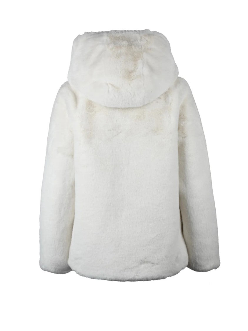 Bomboogie Short Faux Fur Jacket With Hood And Snap Button Closure