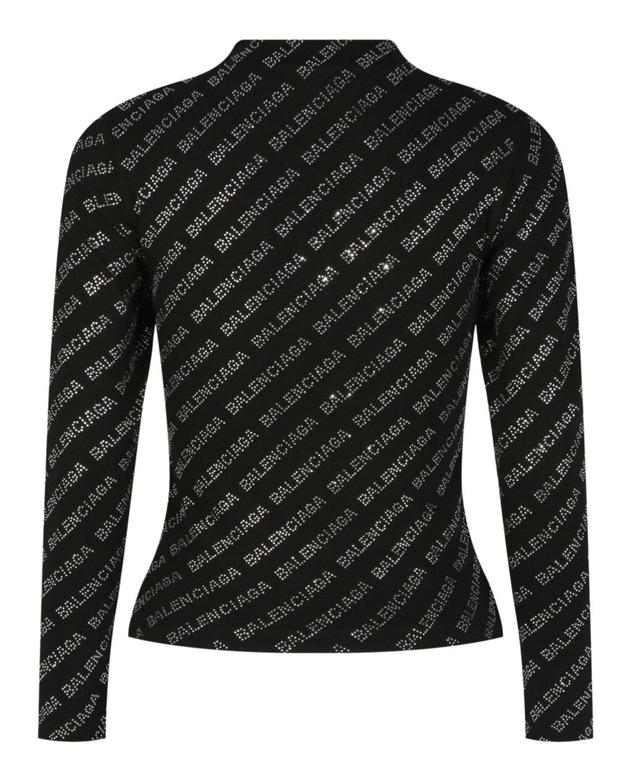 Balenciaga Crystal Embellished Logo Top