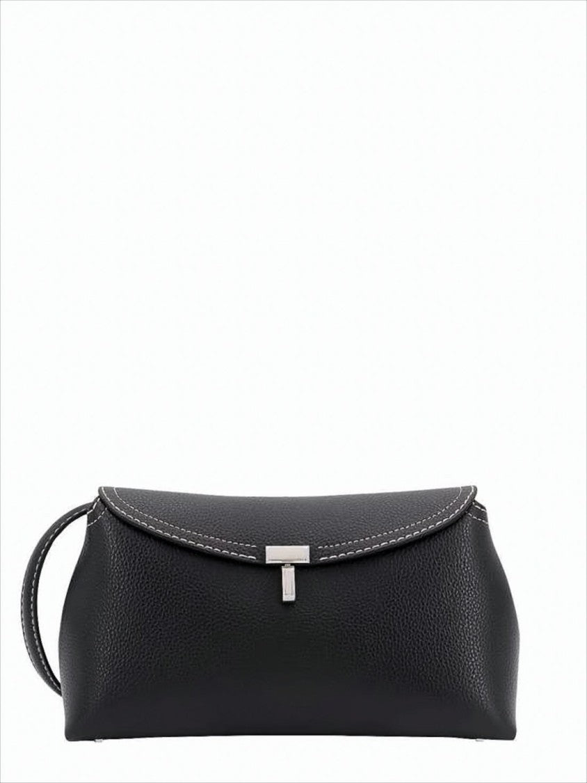 Totême Curved Flap Shoulder Bag In Textured Cow Leather