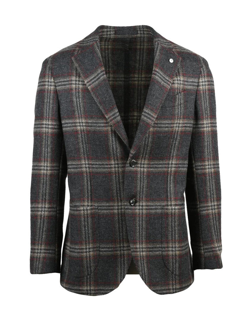 L.B.M. 1911 Rounded Virgin Wool Jacket With Classic Plaid Design