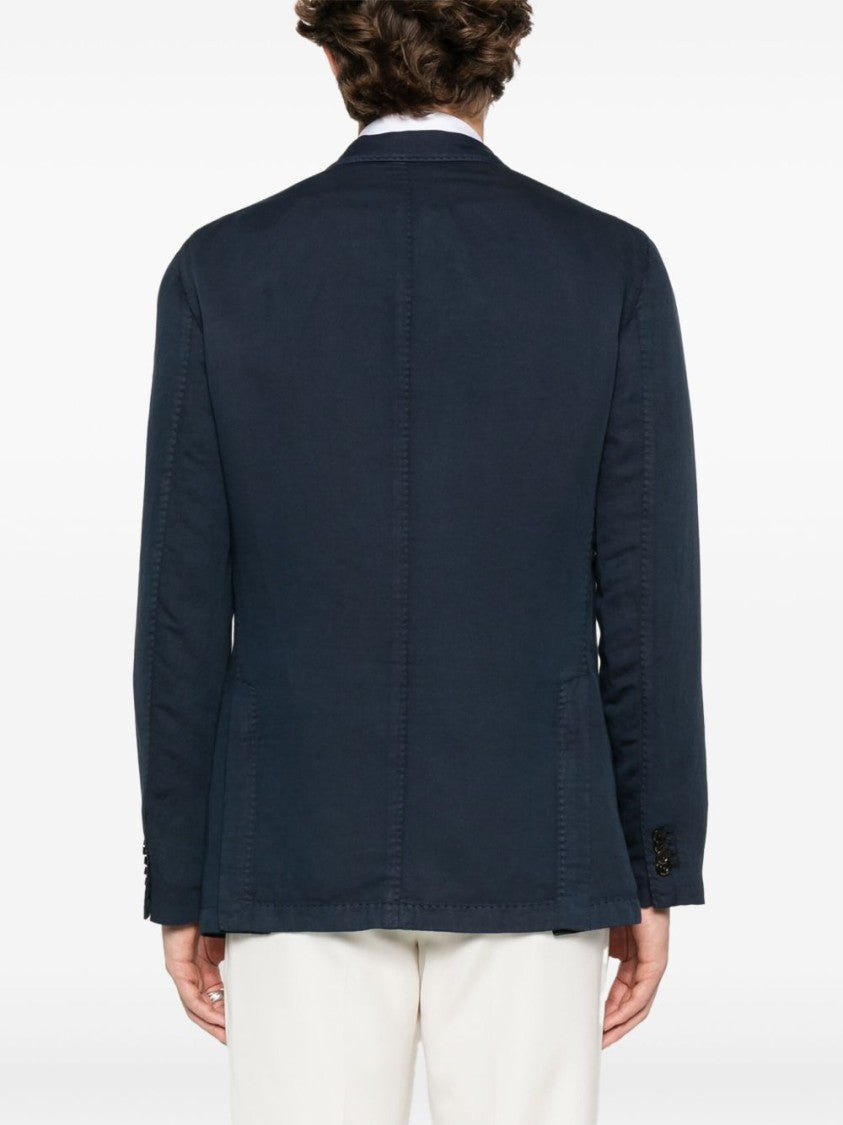 Boglioli Navy Blue Double-Breasted Cotton Jacket