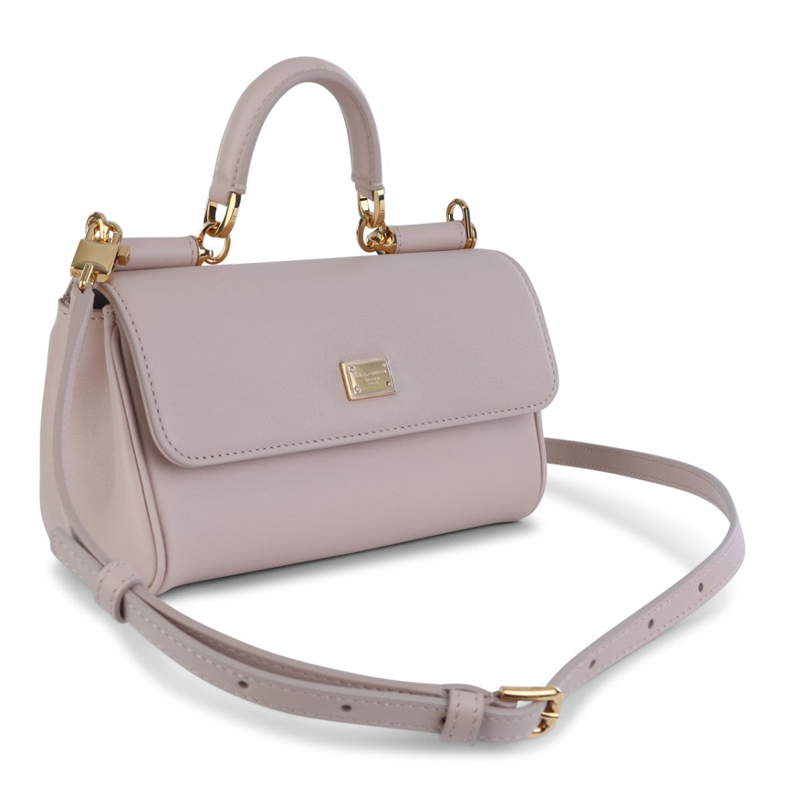 Dolce & Gabbana Structured Nude Leather Top Handle Bag