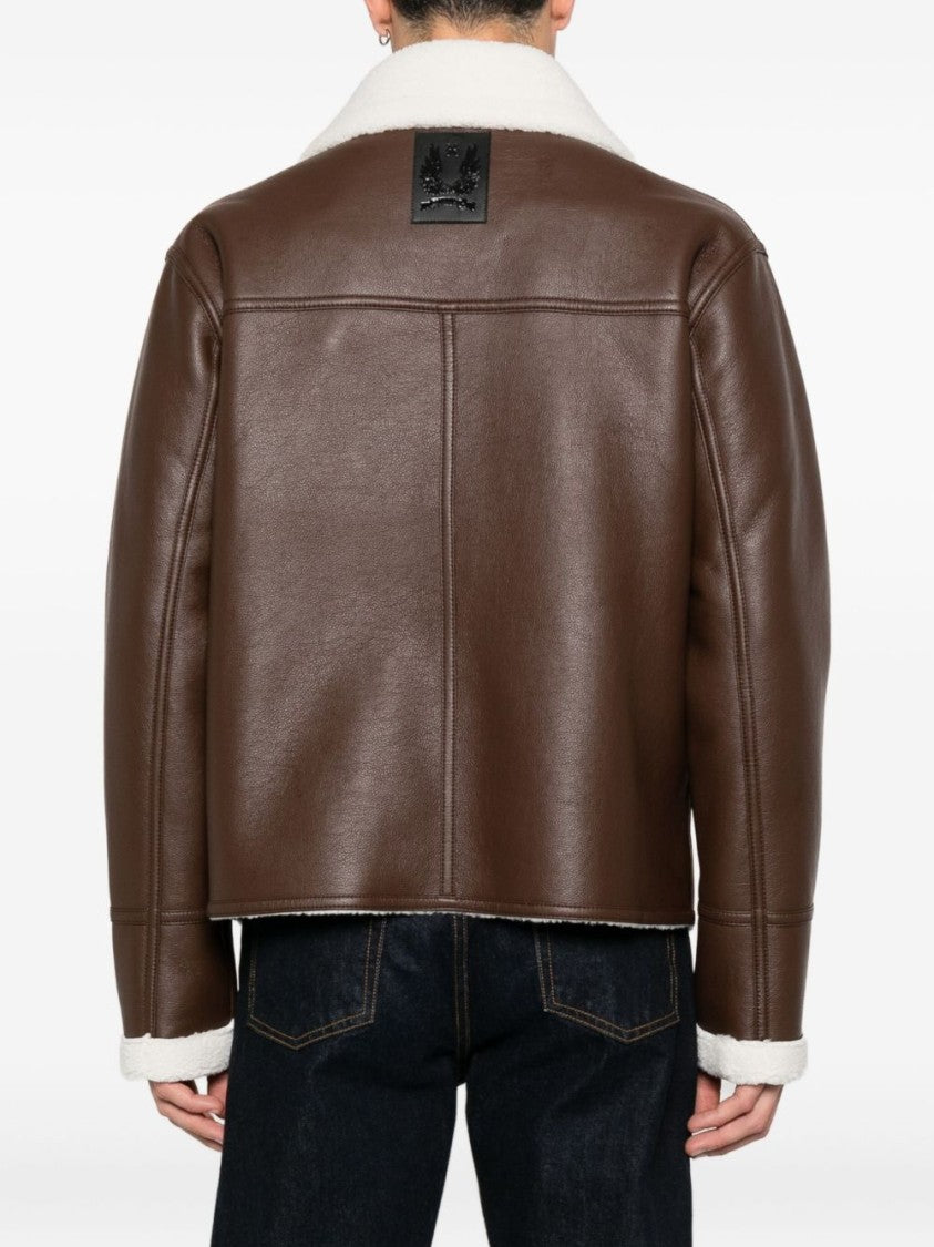John Richmond Brown Jacket With Shearling Collar