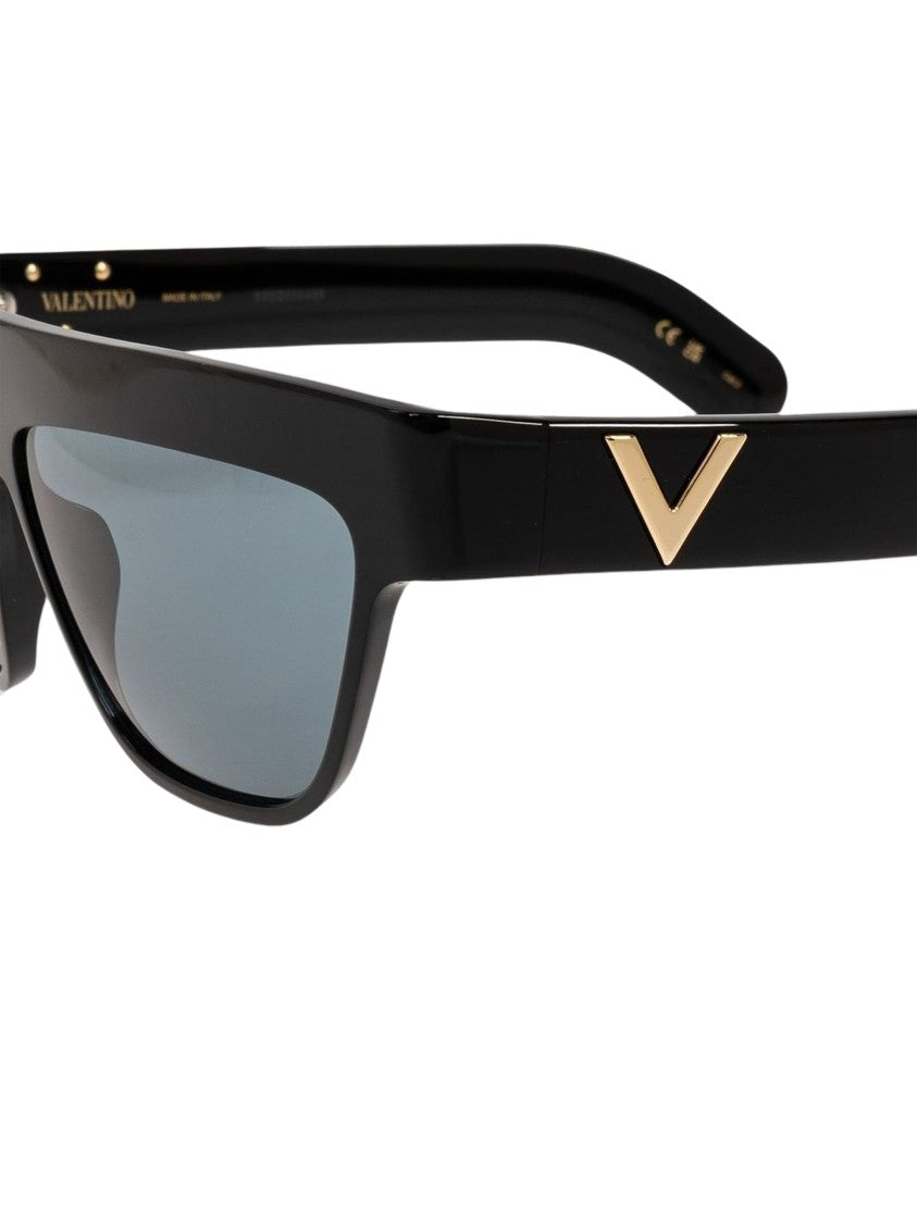 Valentino Black Rectangular Acetate Sunglasses