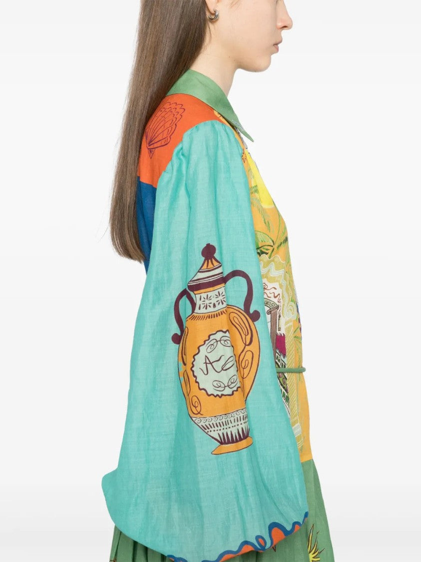 Alemais Surrealist Summer Ramie Shirt Dress