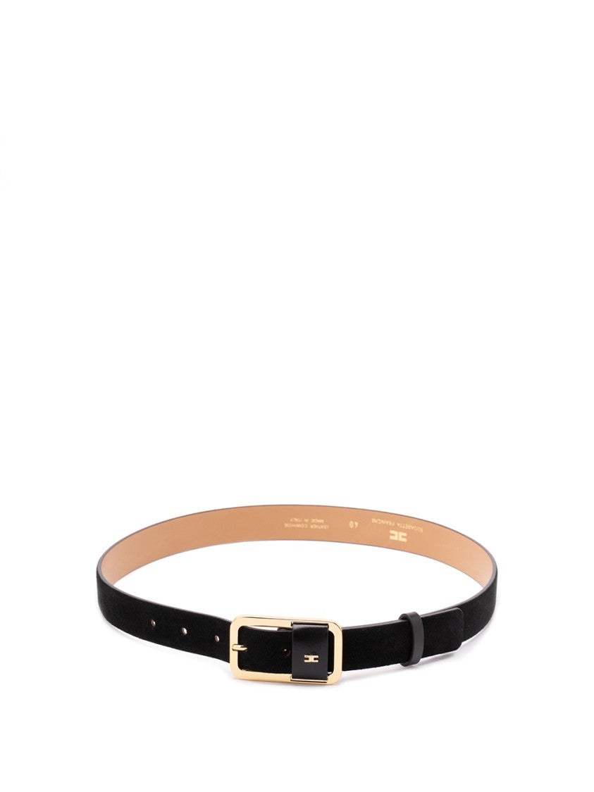 Elisabetta Franchi Minimalist Black Leather Belt