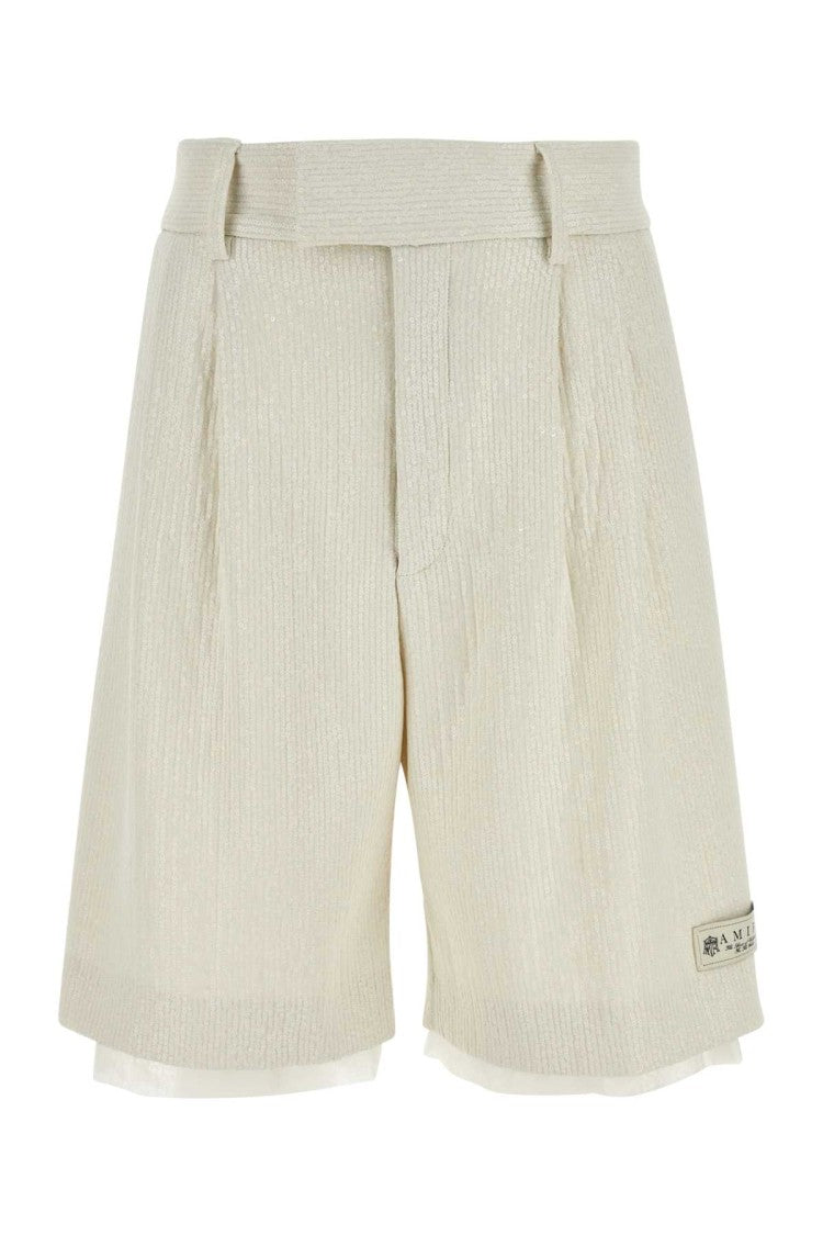 Amiri Ivory Stretch Polyester Bermuda Shorts