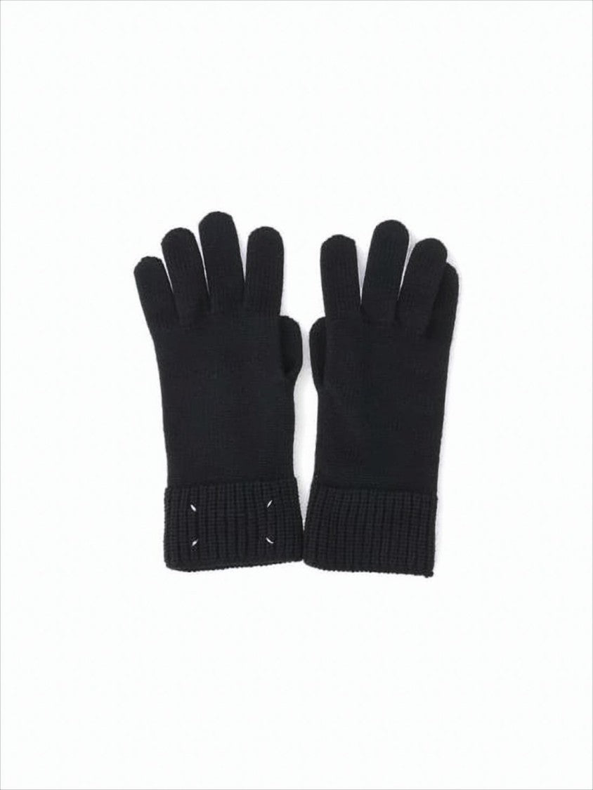 Maison Margiela Ribbed Knit Gloves With Four Stitch Detailing