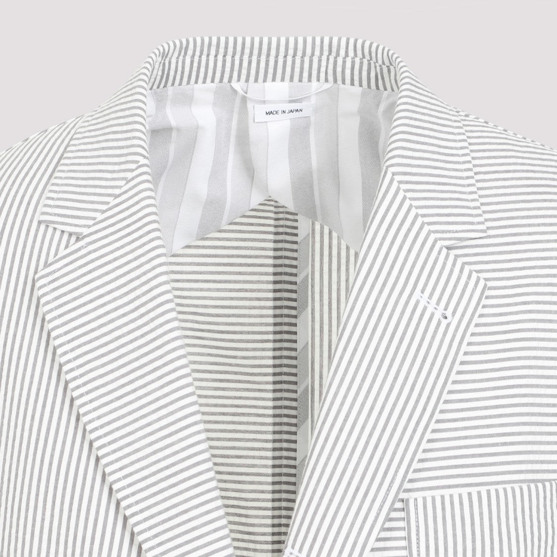 Thom Browne Seersucker Medium Grey Cotton Jacket