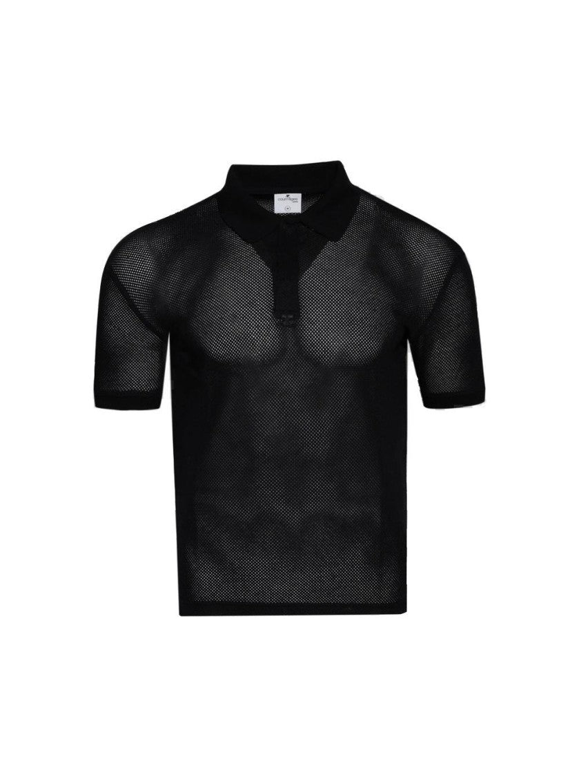 Courrèges Ac Mesh Polo Shirt - Black