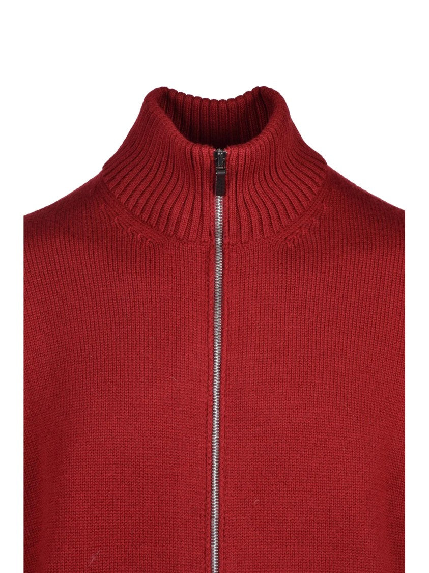 Kangra Red Merino Wool Zip Cardigan