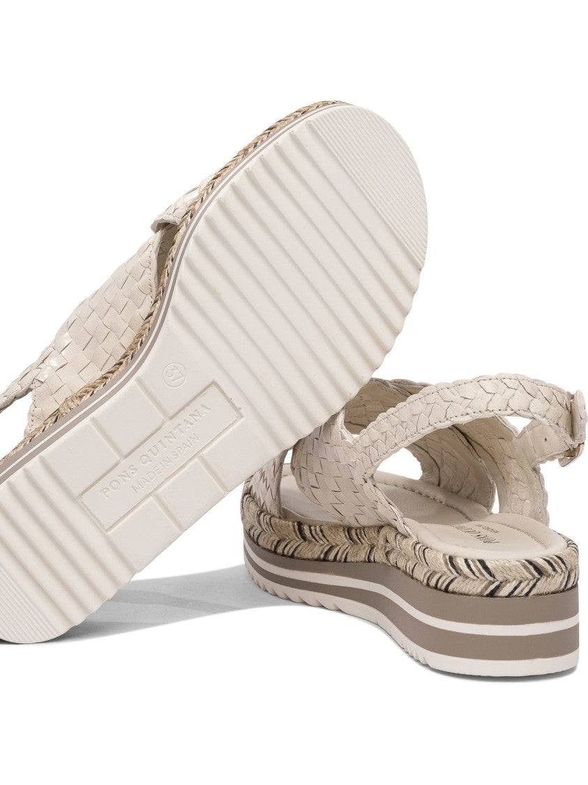 Pons Quintana Woven Leather Cross-Strap Sandals With Rubber Sole