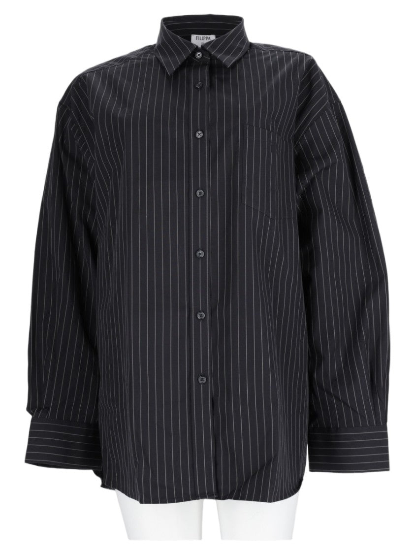 Filippa K Grey Pinstripe Relaxed Button-Down Cotton Shirt