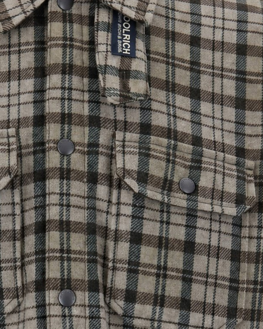 Woolrich Beige Alaskan Check Padded Shirt Jacket