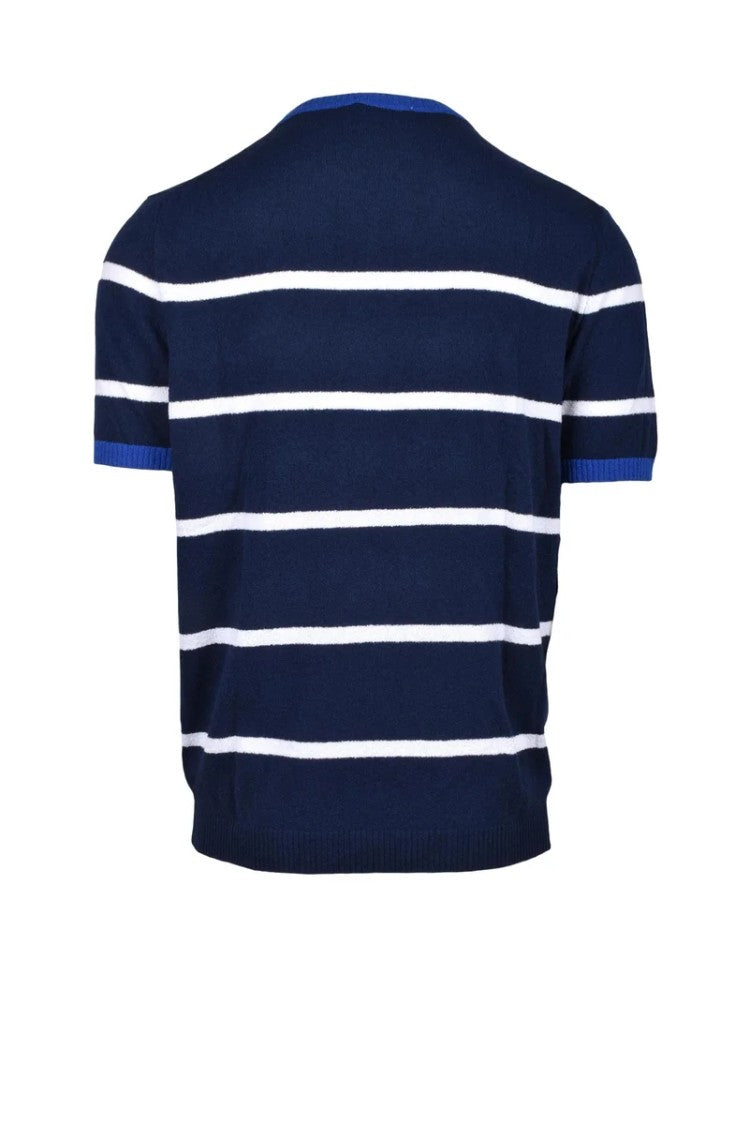Heritage Blue Striped Cotton-Blend Knit Top