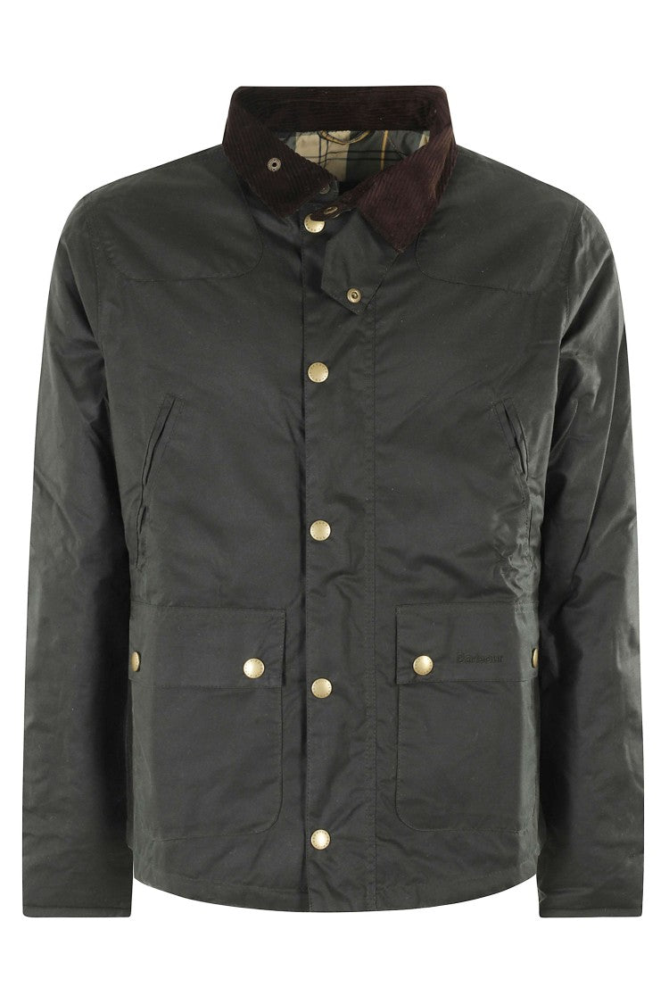Barbour Reelin Wax Jacket With Classic Corduroy Collar