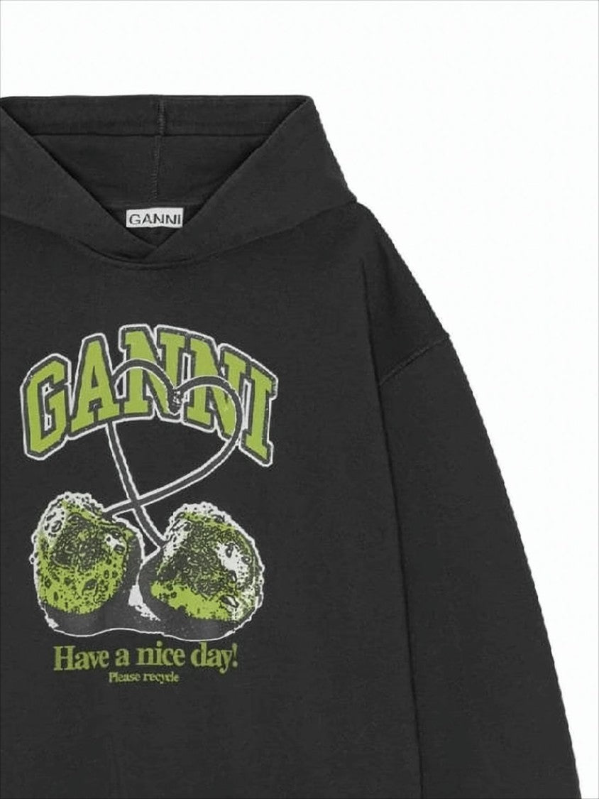 Ganni Relaxed-Fit Graphic Print Hoodie
