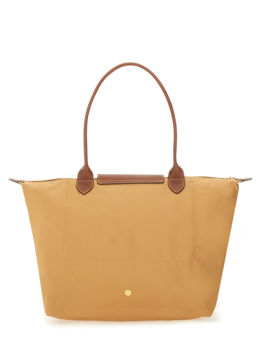 Longchamp Trapezoidal Tote Bag With Zip Closure And Flap Snap