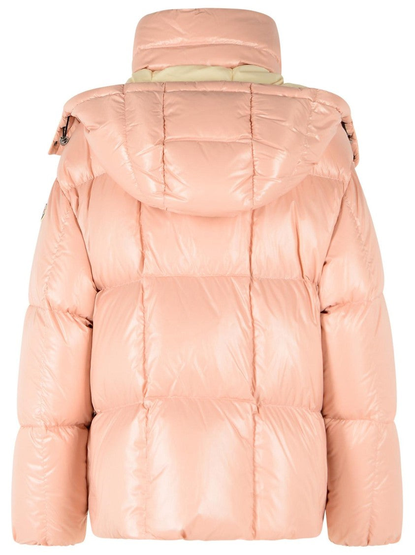 Moncler 'Parana' Short Light Pink Laqué Nylon Down Jacket