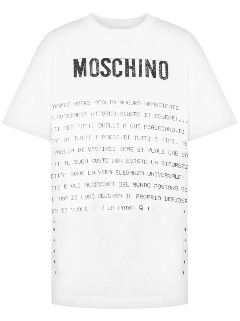 Moschino White Logo Print Crew Neck Top