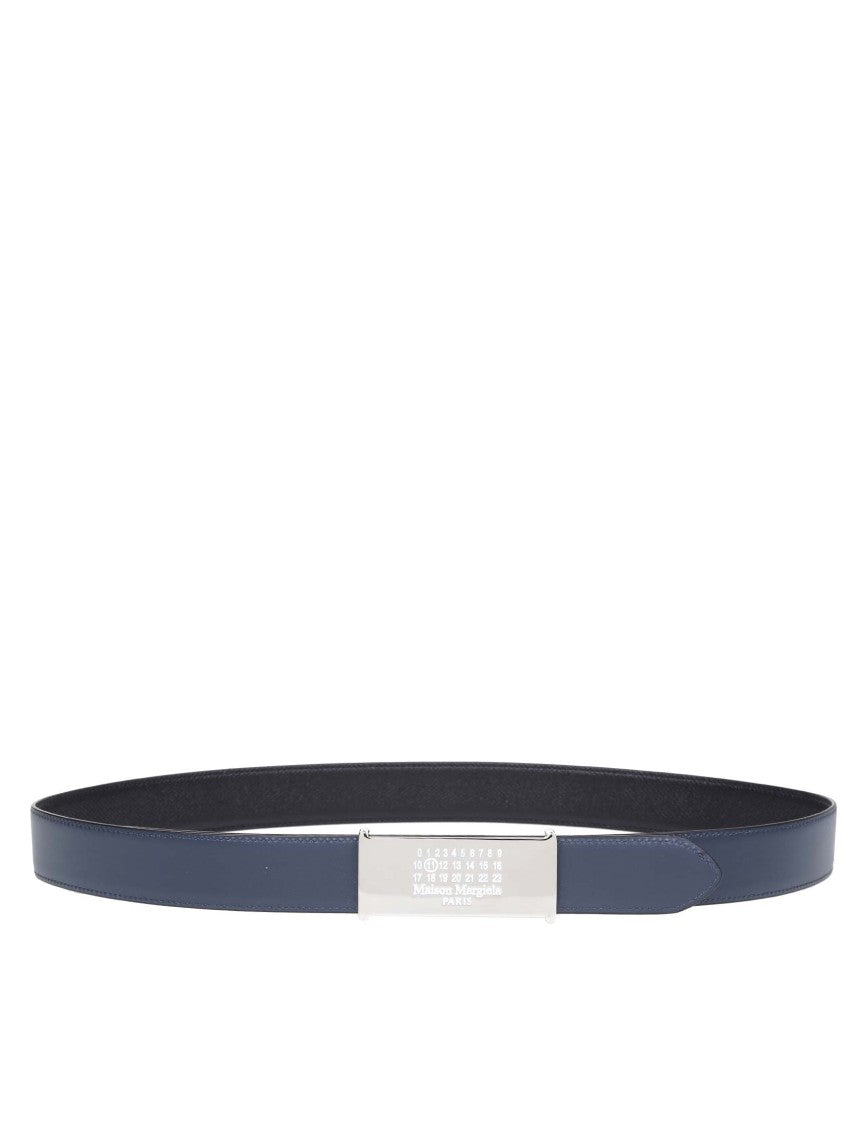 Maison Margiela Reversible Leather Belt, Blue/Black