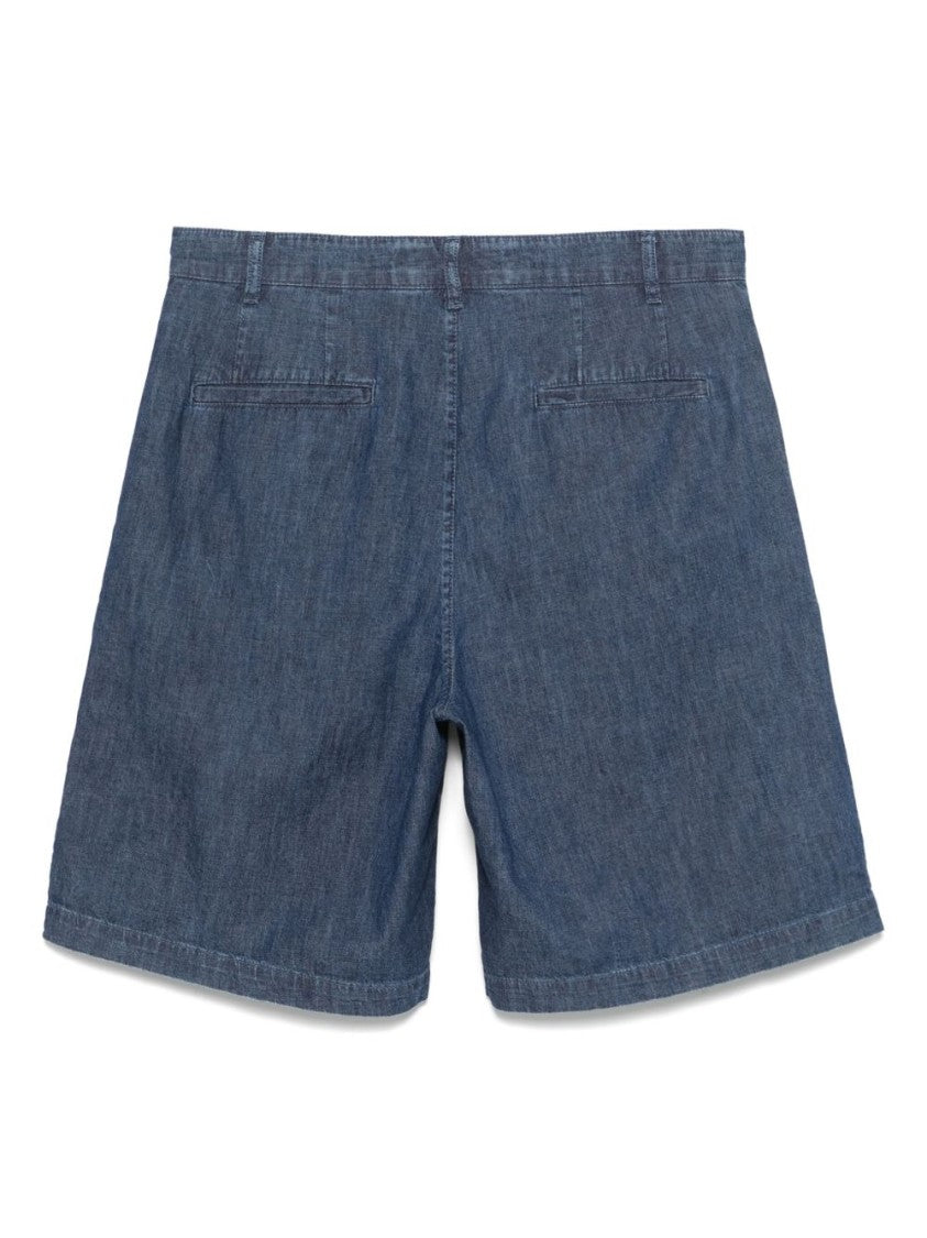 Aspesi Indigo Blue Shorts With Classic Pocket Design