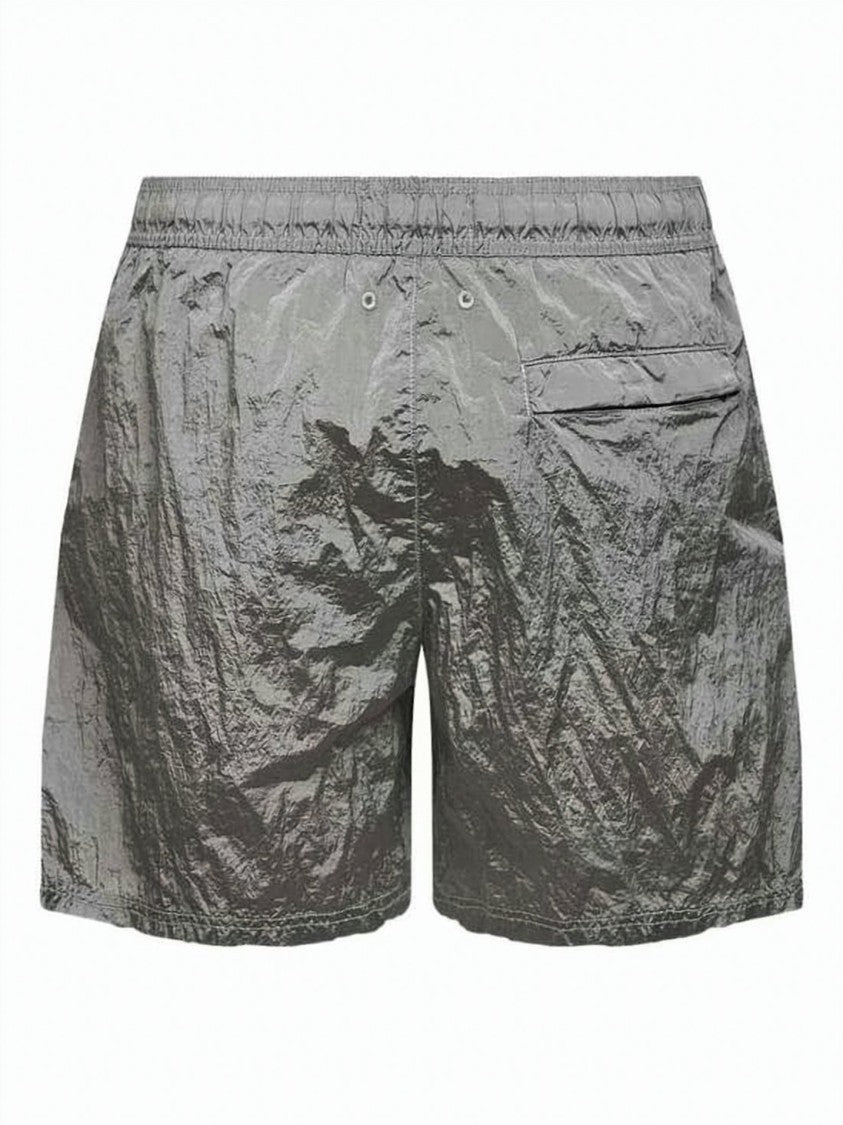 Stone Island Grey Lightweight Crinkled Texture Shorts