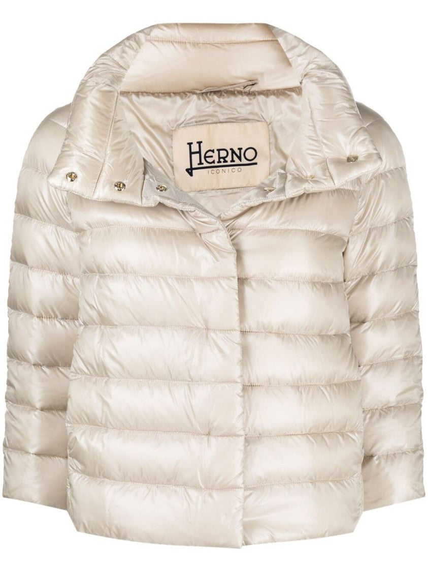 Herno Black Cropped Puffer High Collar Jacket
