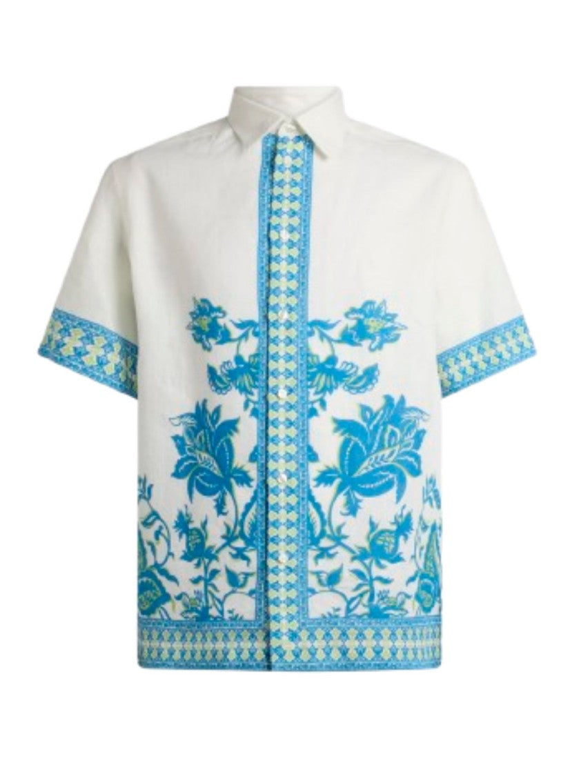 Etro Cream Linen Shirt With Floral