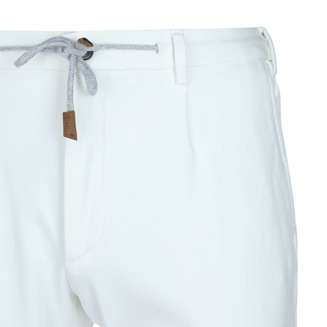 Eleventy Straight-Leg Pants Elastic Waistband Zip Closure - White