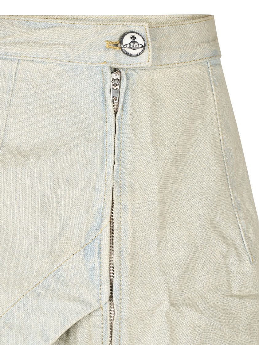 Vivienne Westwood Mini Denim Skirt With Asymmetrical Flap