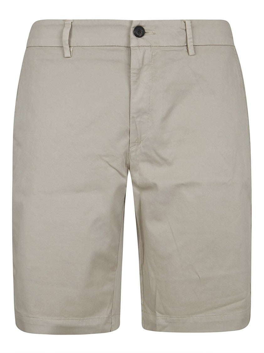 Eleventy Knee-Length Tailored Cotton Shorts With Elastic Waistband
