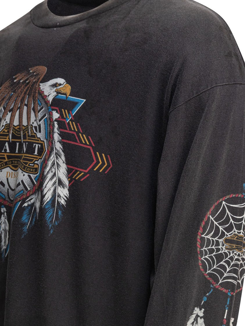 Saint Mxxxxxx Long-Sleeve Black Cotton T-Shirt