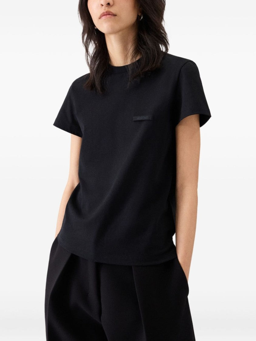Jacquemus Boxy Black Top With Tonal Logo Detail