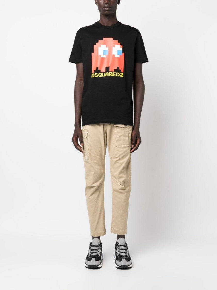 Dsquared2 Beige Tapered Cargo Cropped Cotton Trousers