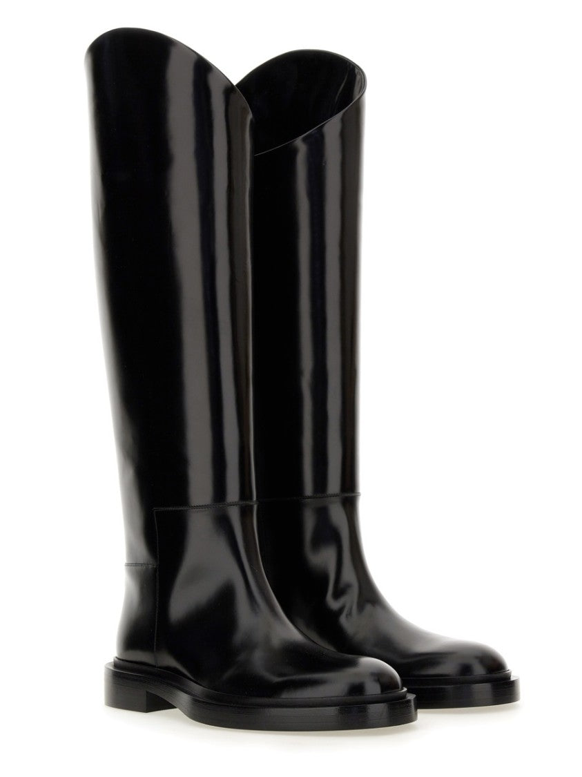 Jil Sander Glossy High-Shaft Leather Boots