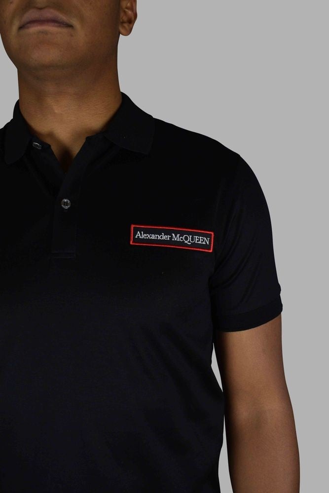 Alexander Mcqueen Tailored Black Cotton Polo Shirt