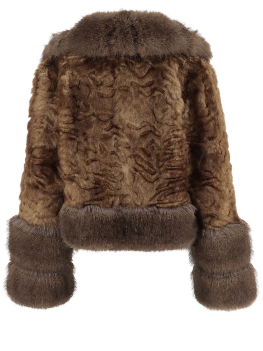 Uncommon Brown Cropped Wide Collar Faux Fur Jacket
