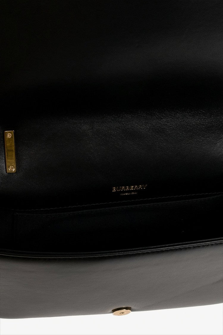 Burberry Quilted Black Lambskin Shoulder Bag With Chain Strap