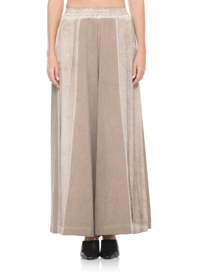 Sanctamuerte Brown Cotton Elastic Waist Wide-Leg Pants