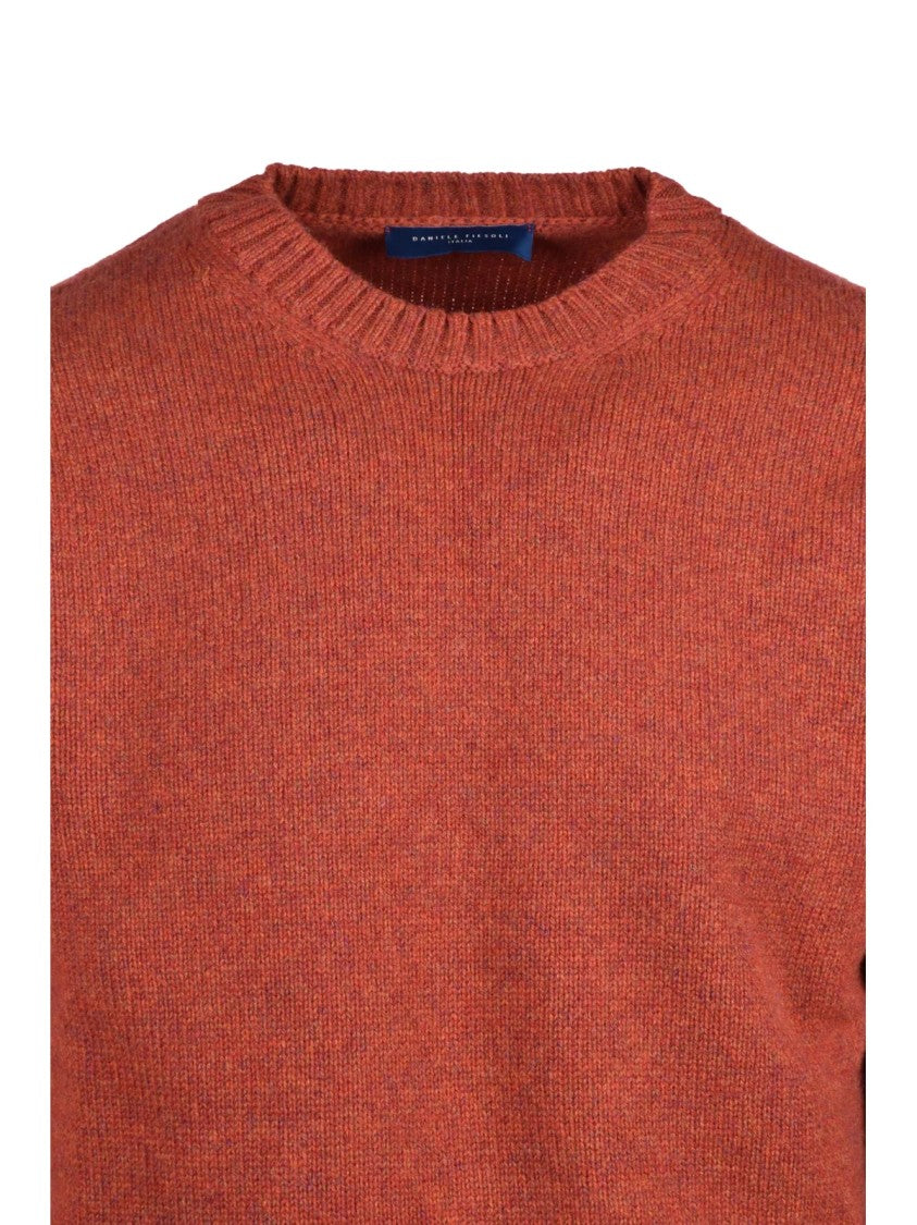 Daniele Fiesoli Crewneck Sweater In Rich Rust Tone With Ribbed Detailing