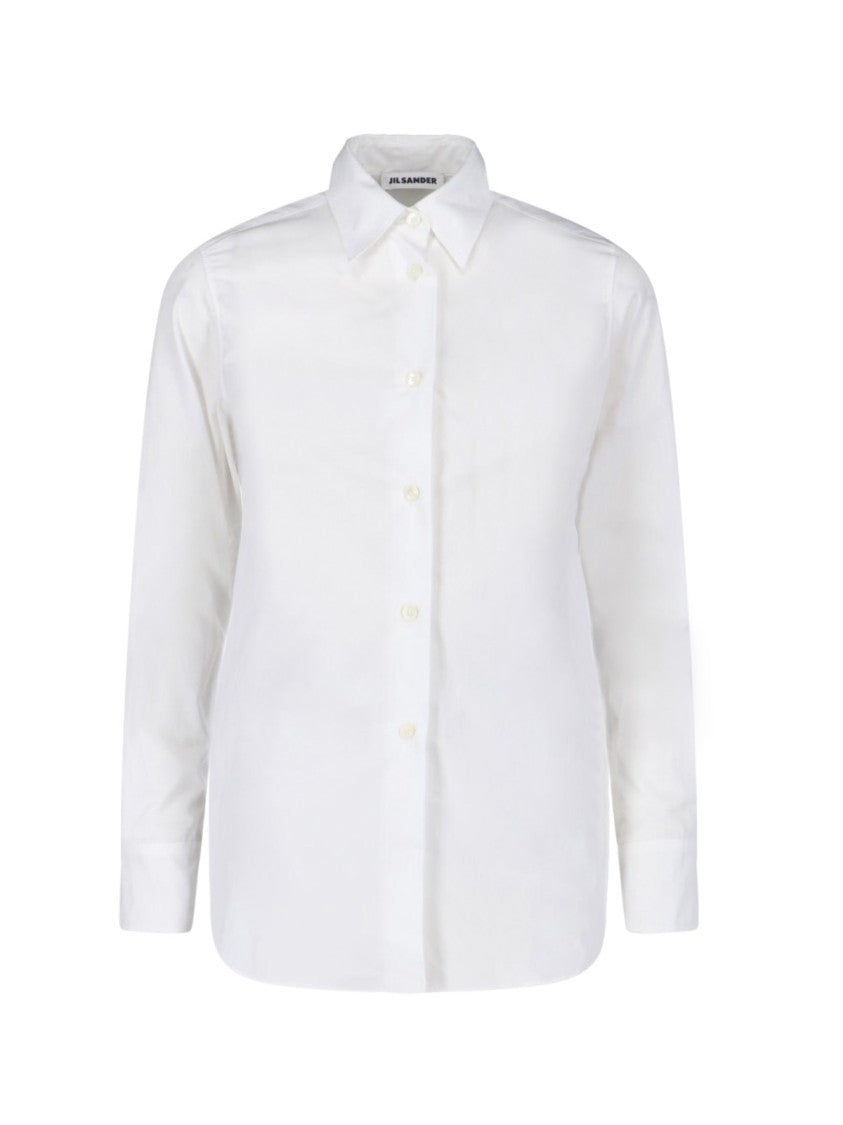 Jil Sander White Classic Cotton Poplin Embossed Shirt