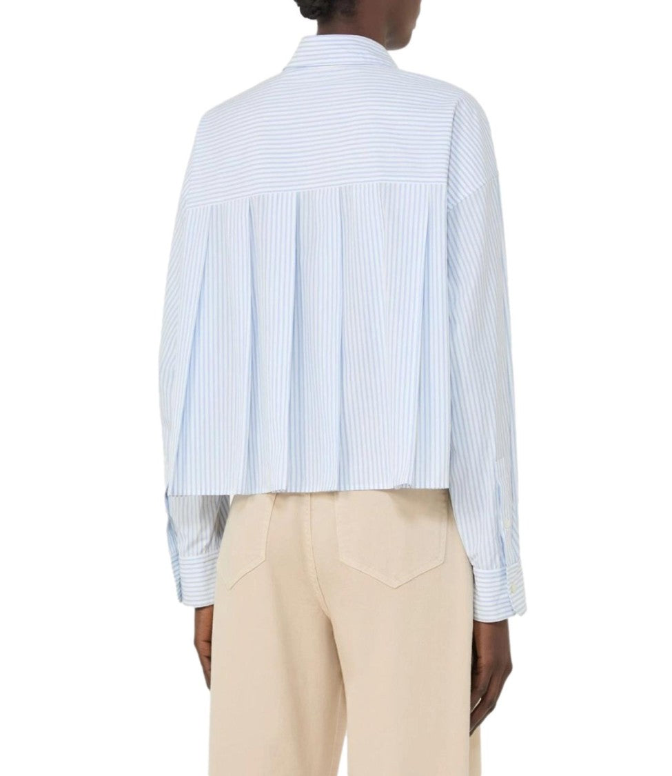 Max Mara Light Blue Striped Linen Shirt