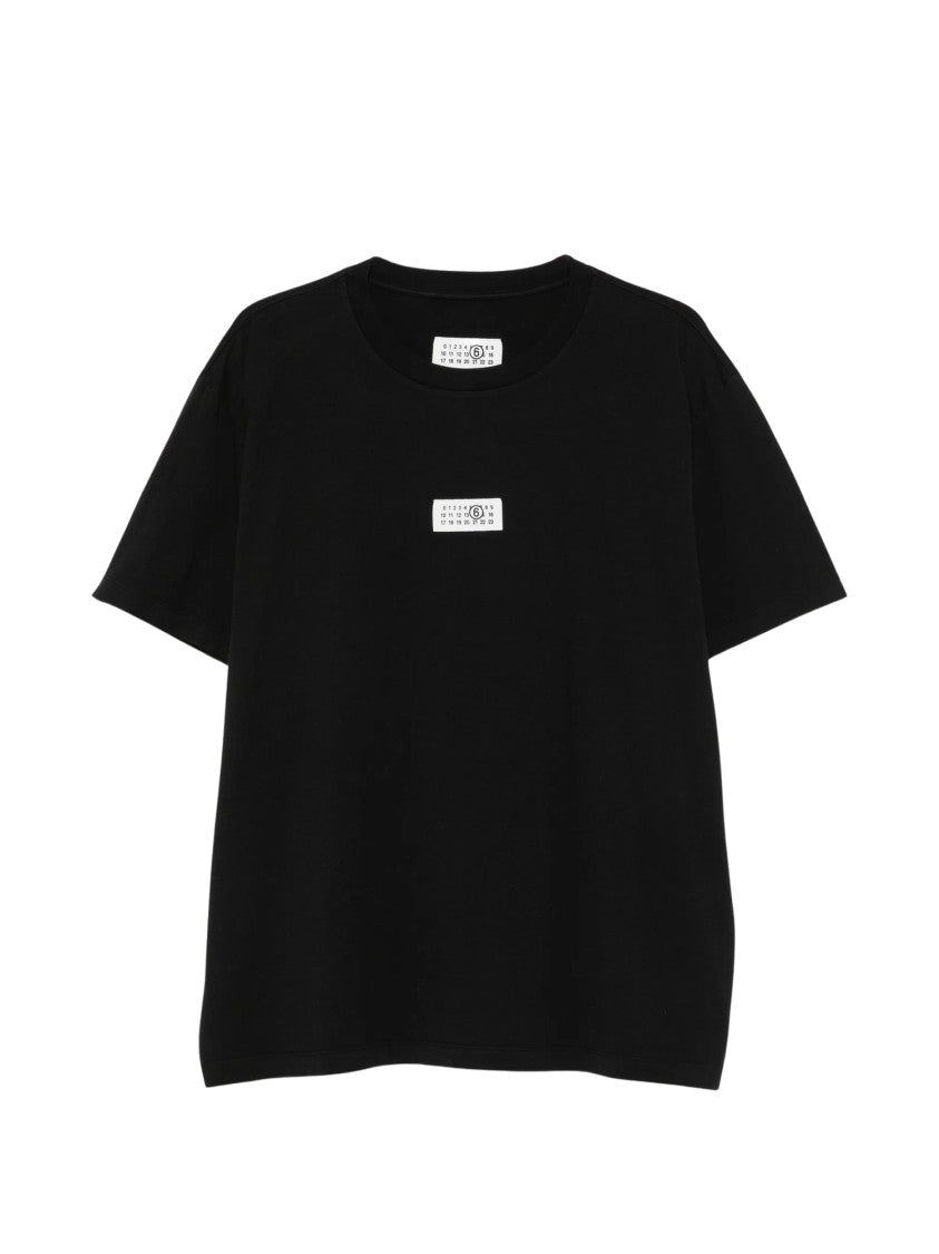 Mm6 By Maison Margiela Black Short-Sleeve Logo Patch T-Shirt